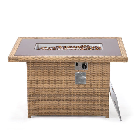 Mace Patio Modern Wicker Propane Fire Pit Table