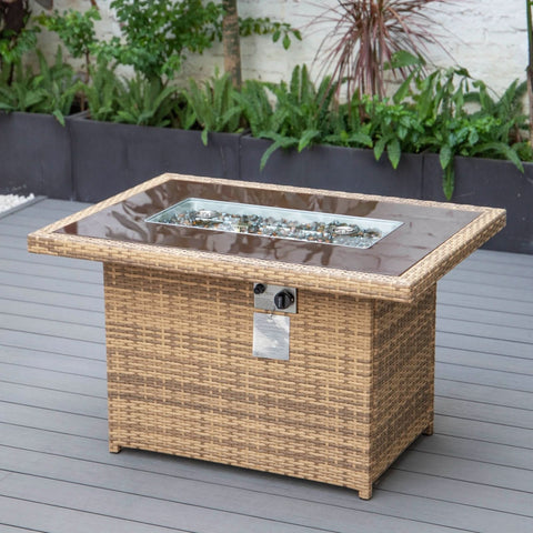 Mace Patio Modern Wicker Propane Fire Pit Table