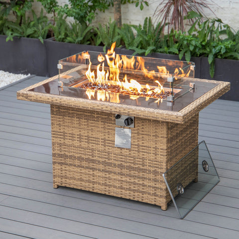 Mace Patio Modern Wicker Propane Fire Pit Table