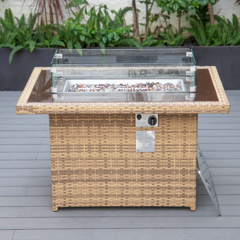 Mace Patio Modern Wicker Propane Fire Pit Table