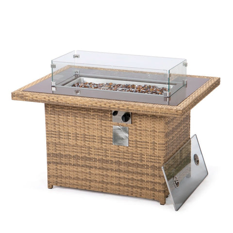 Mace Patio Modern Wicker Propane Fire Pit Table