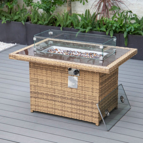 Mace Patio Modern Wicker Propane Fire Pit Table