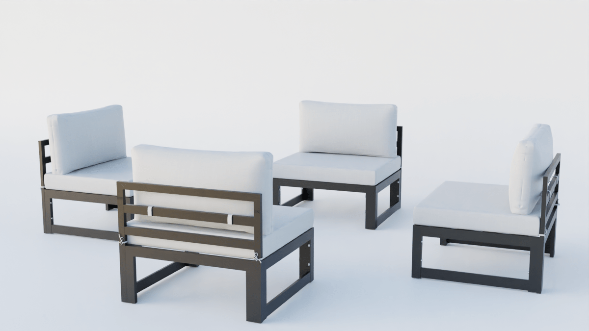 Chelsea 4 - Piece Middle Patio Chairs Black Aluminum With Cushions