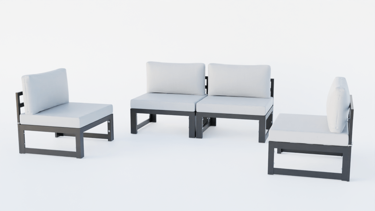 Chelsea 4 - Piece Middle Patio Chairs Black Aluminum With Cushions