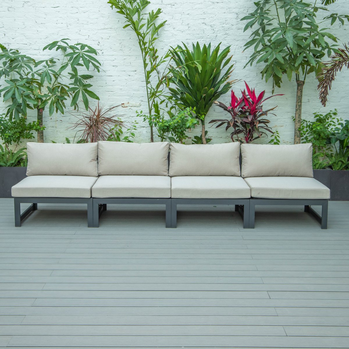 Chelsea 4 - Piece Middle Patio Chairs Black Aluminum With Cushions
