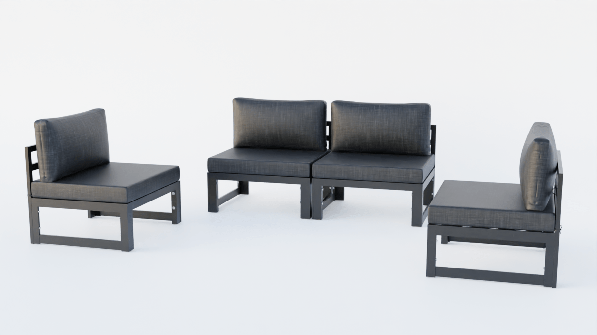 Chelsea 4 - Piece Middle Patio Chairs Black Aluminum With Cushions