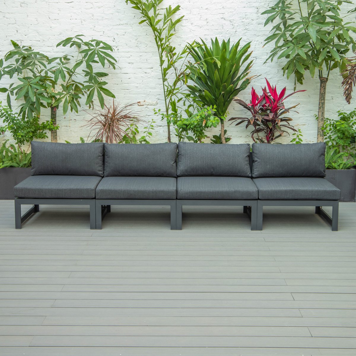 Chelsea 4 - Piece Middle Patio Chairs Black Aluminum With Cushions