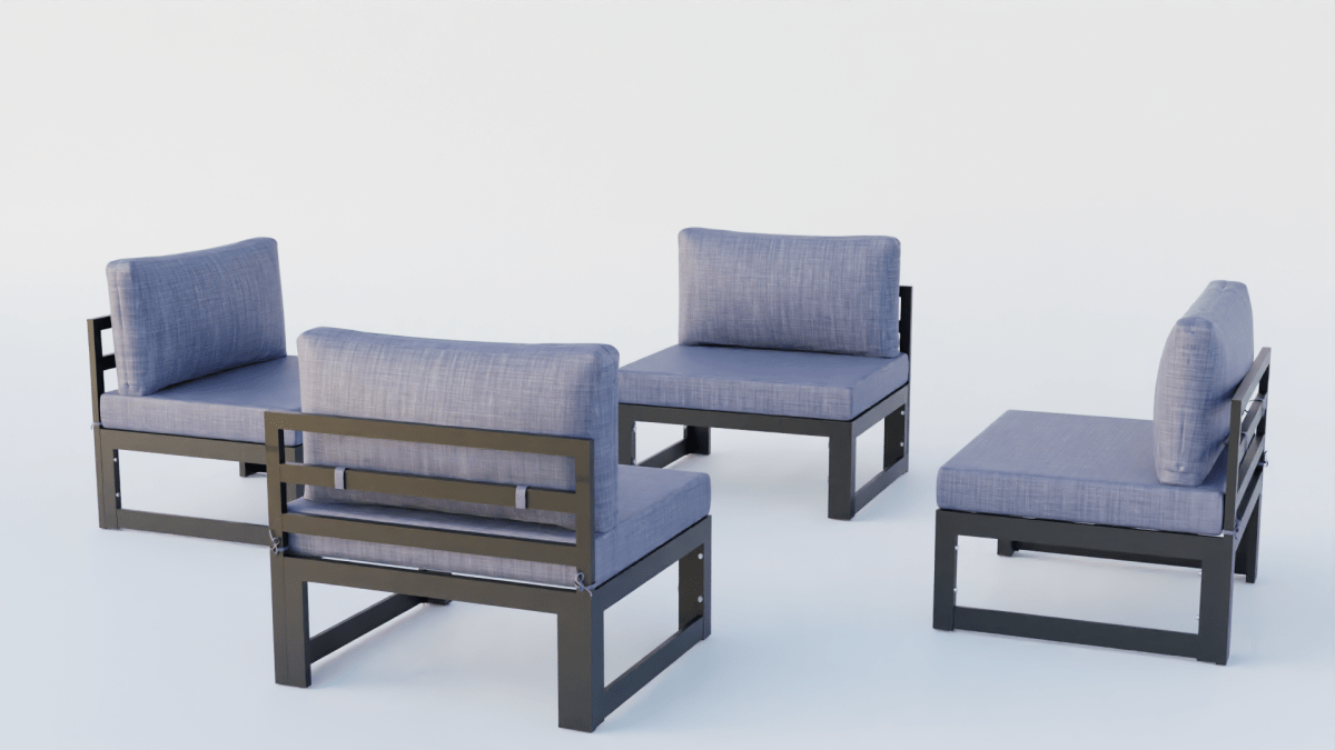 Chelsea 4 - Piece Middle Patio Chairs Black Aluminum With Cushions