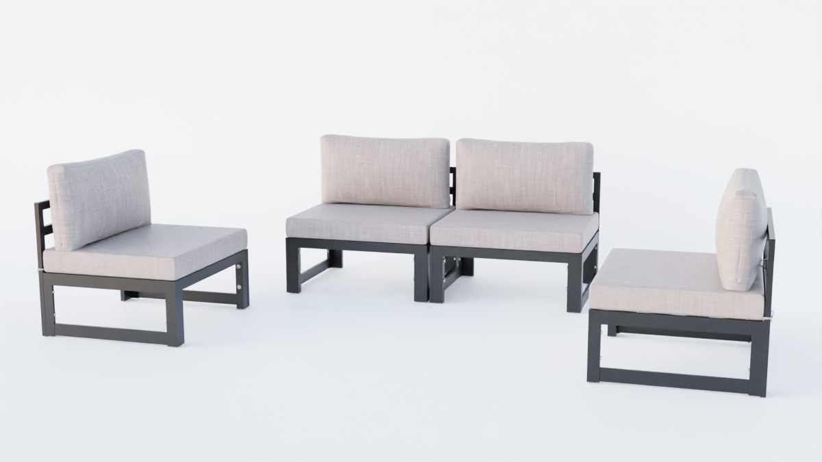 Chelsea 4 - Piece Middle Patio Chairs Black Aluminum With Cushions