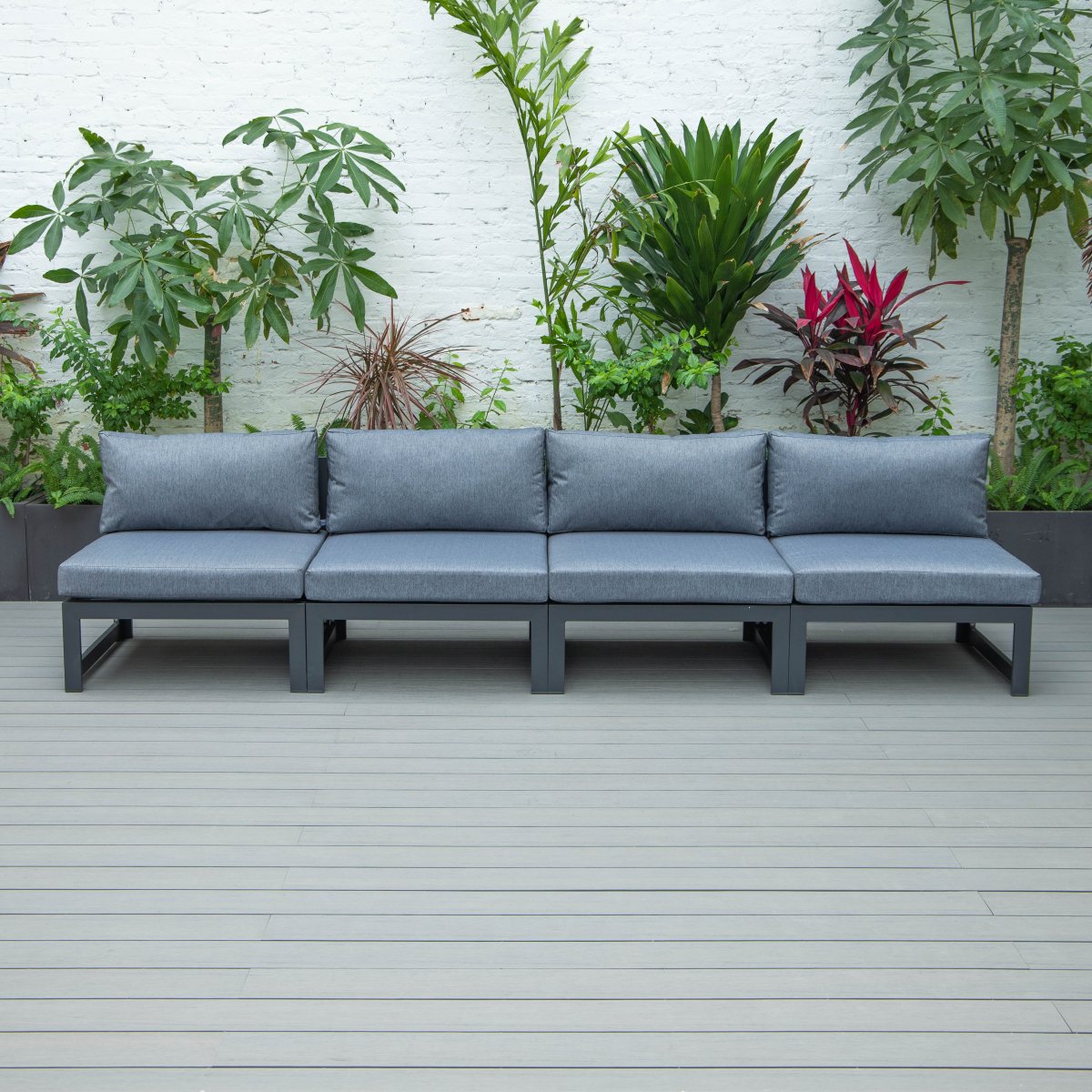 Chelsea 4 - Piece Middle Patio Chairs Black Aluminum With Cushions