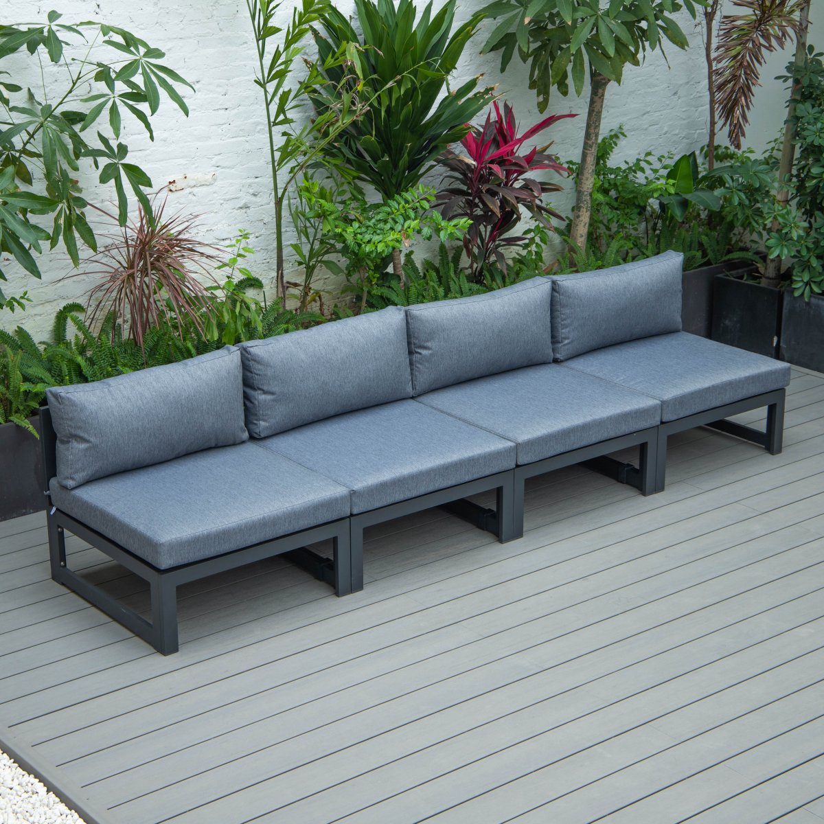 Chelsea 4 - Piece Middle Patio Chairs Black Aluminum With Cushions