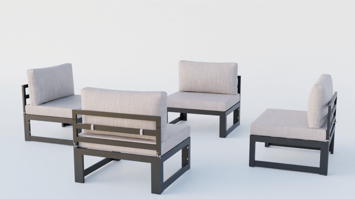Chelsea 4 - Piece Middle Patio Chairs Black Aluminum With Cushions