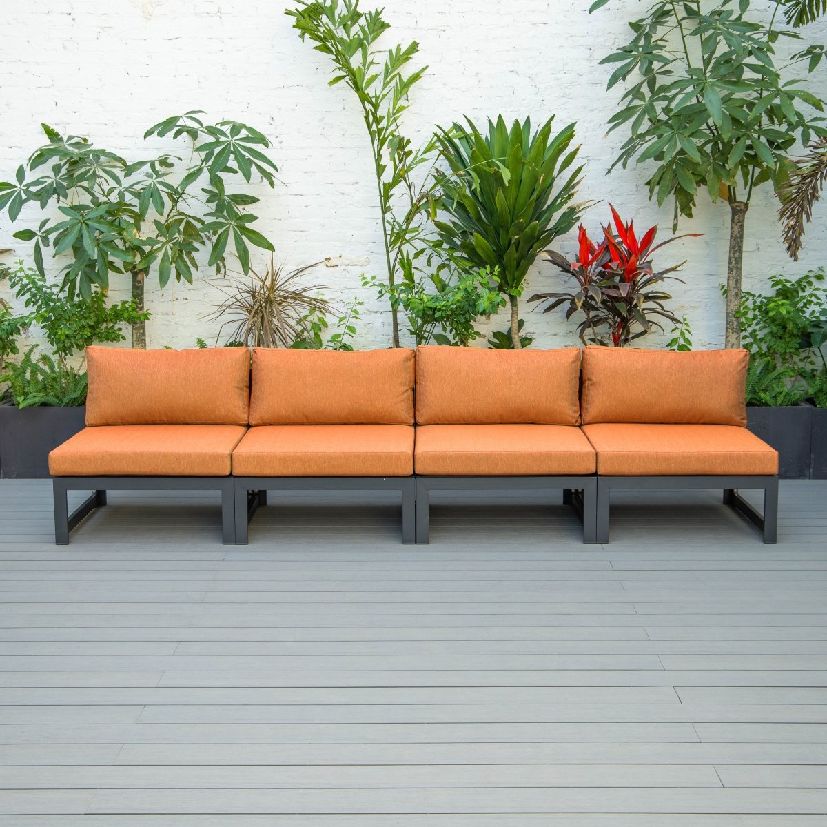 Chelsea 4 - Piece Middle Patio Chairs Black Aluminum With Cushions