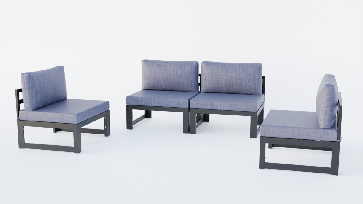 Chelsea 4 - Piece Middle Patio Chairs Black Aluminum With Cushions