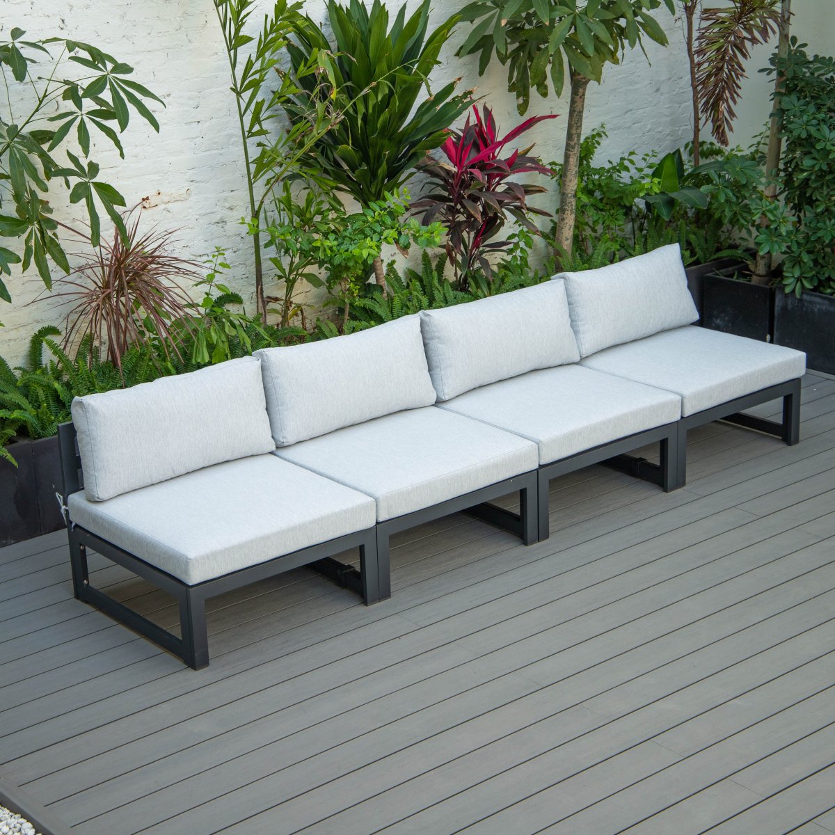 Chelsea 4 - Piece Middle Patio Chairs Black Aluminum With Cushions