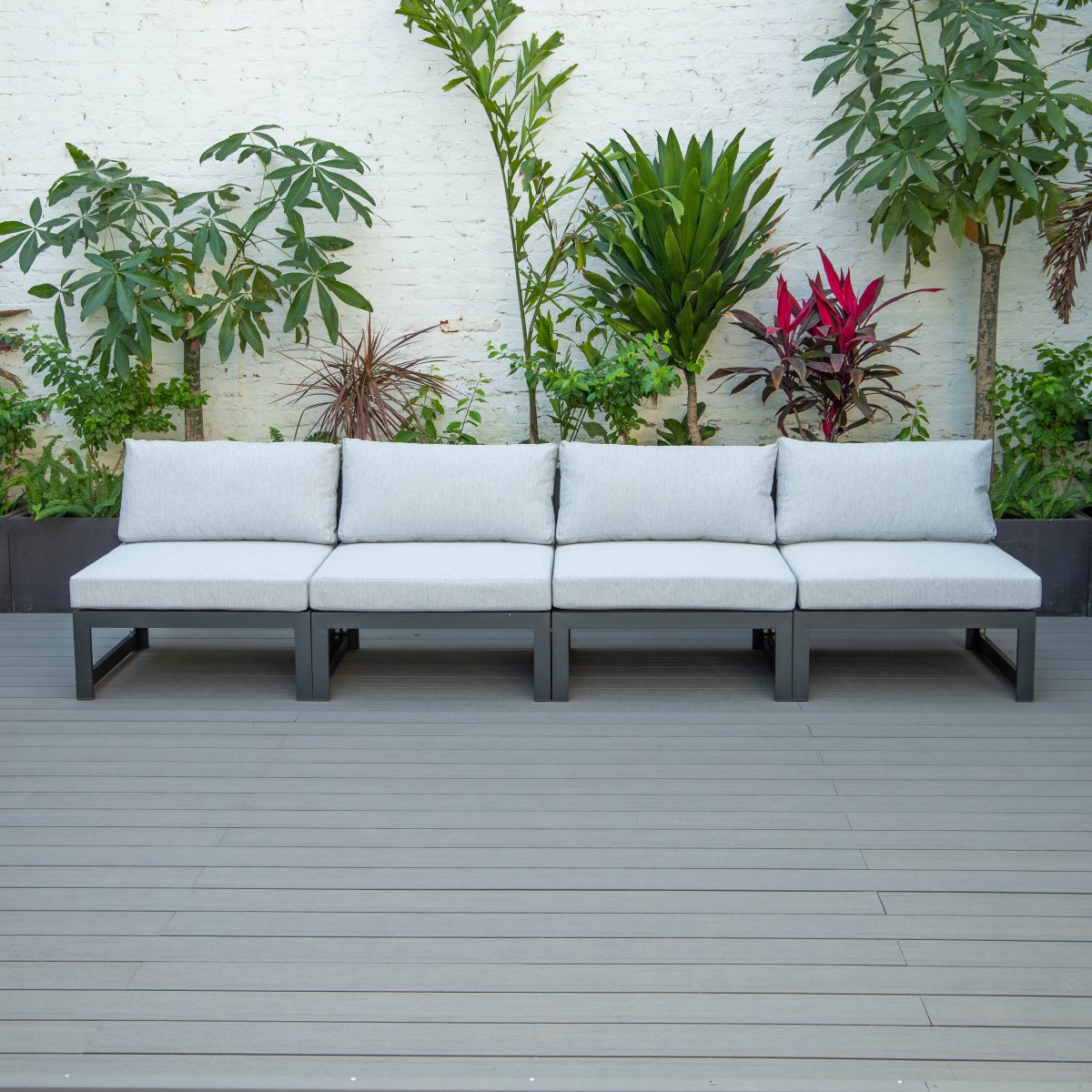 Chelsea 4 - Piece Middle Patio Chairs Black Aluminum With Cushions