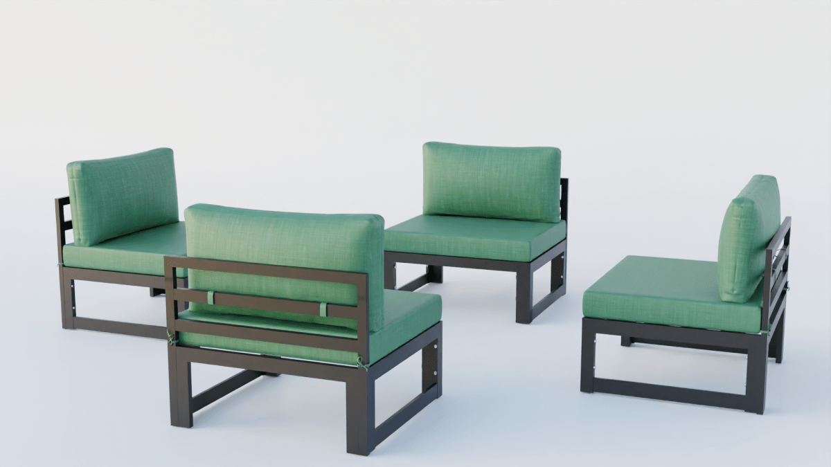 Chelsea 4 - Piece Middle Patio Chairs Black Aluminum With Cushions