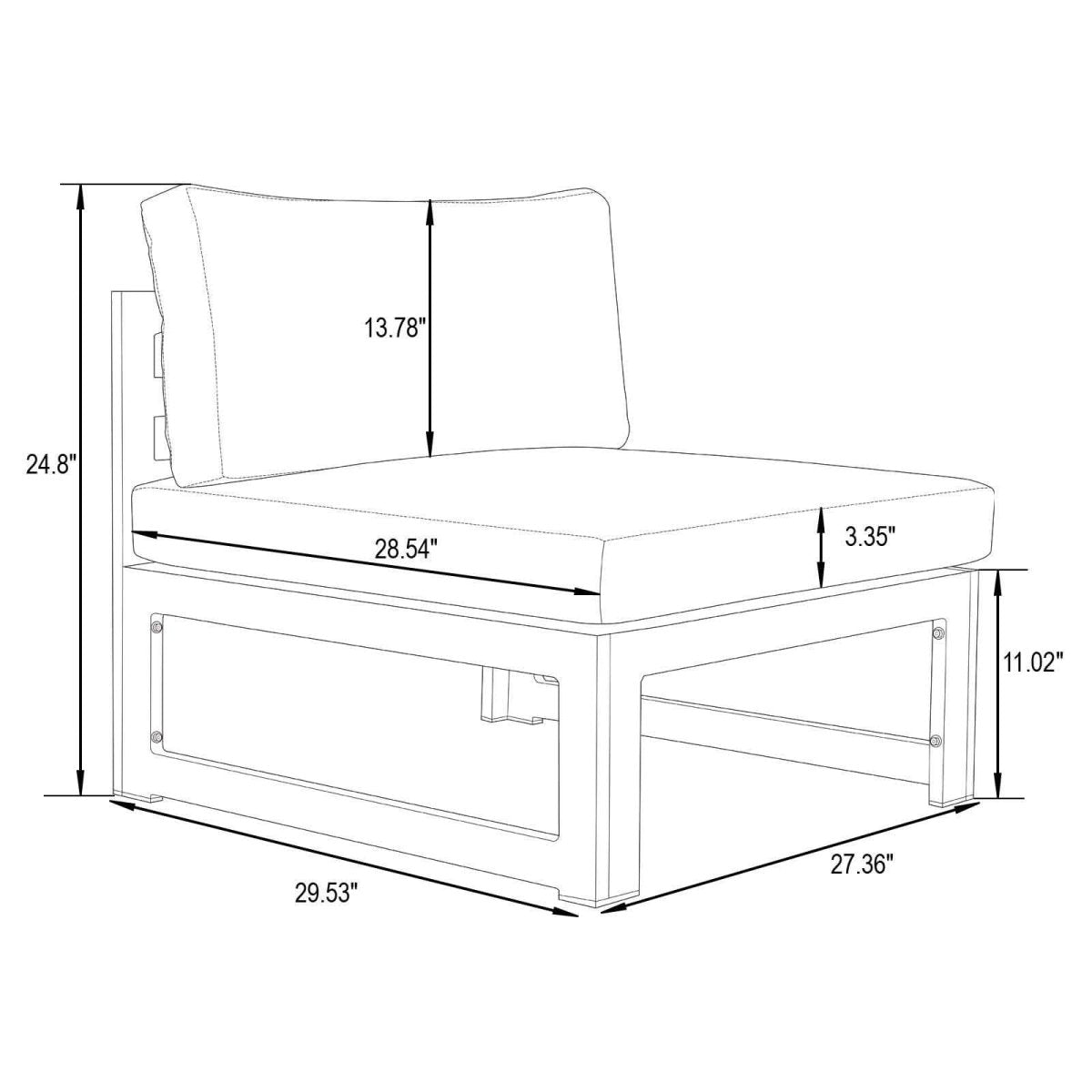 Chelsea 5 - Piece Middle Patio Chairs and Coffee Table Set Black Aluminum With Cushions