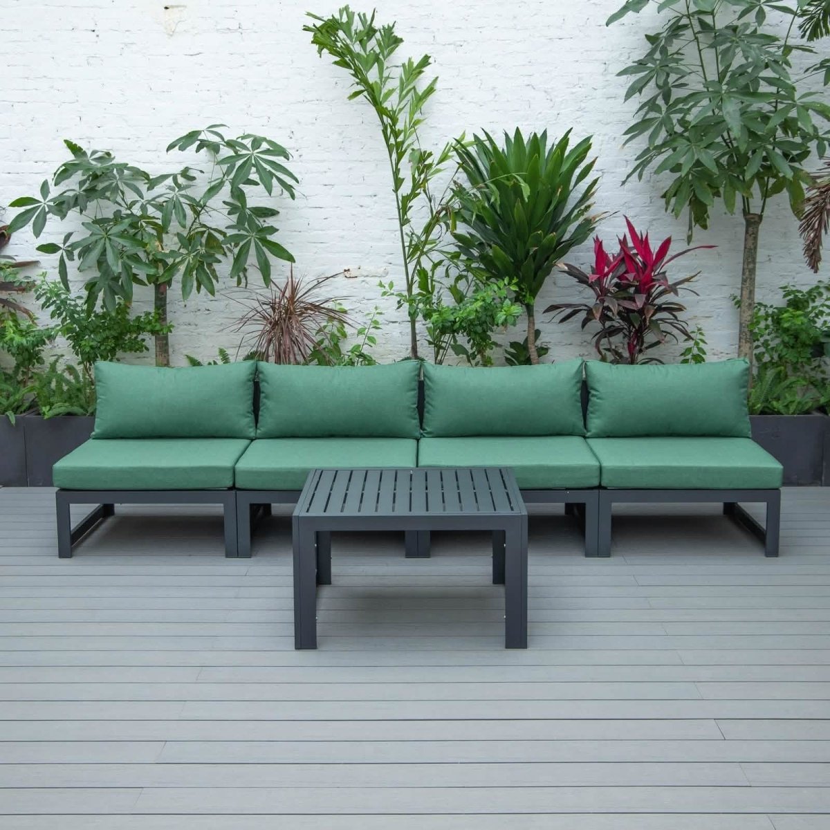 Chelsea 5 - Piece Middle Patio Chairs and Coffee Table Set Black Aluminum With Cushions