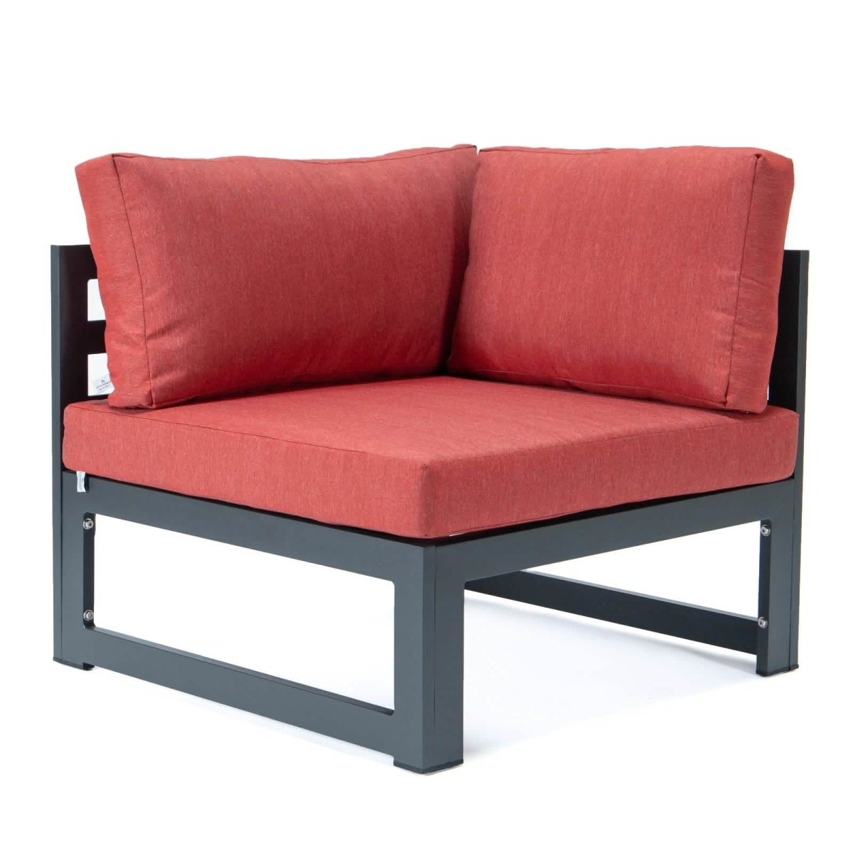 Chelsea 5 - Piece Sectional Loveseat and Fireplace Set Black Aluminum with Cushions