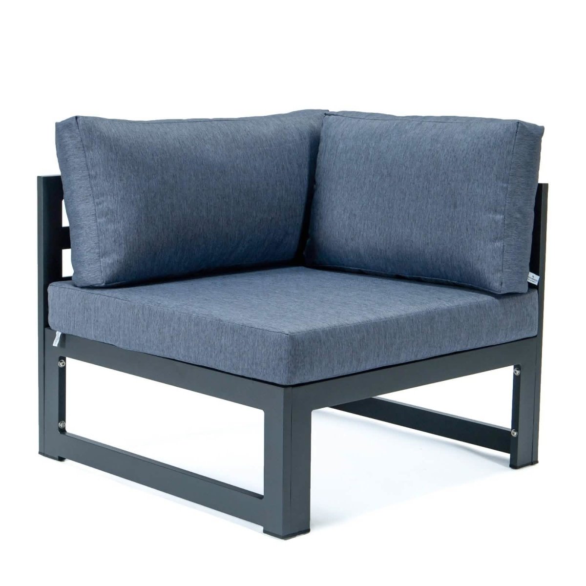 Chelsea 5 - Piece Sectional Loveseat and Fireplace Set Black Aluminum with Cushions