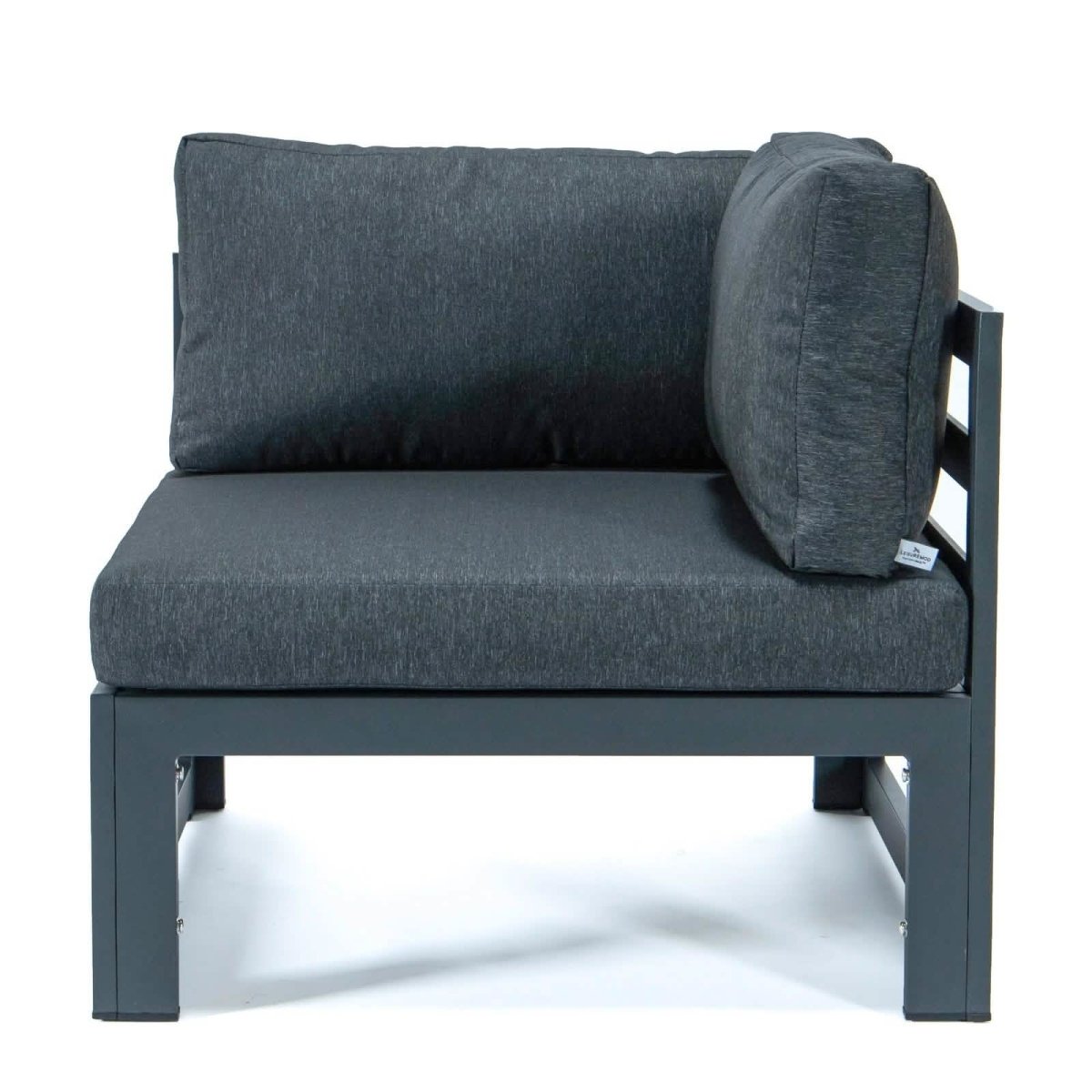 Chelsea 5 - Piece Sectional Loveseat and Fireplace Set Black Aluminum with Cushions