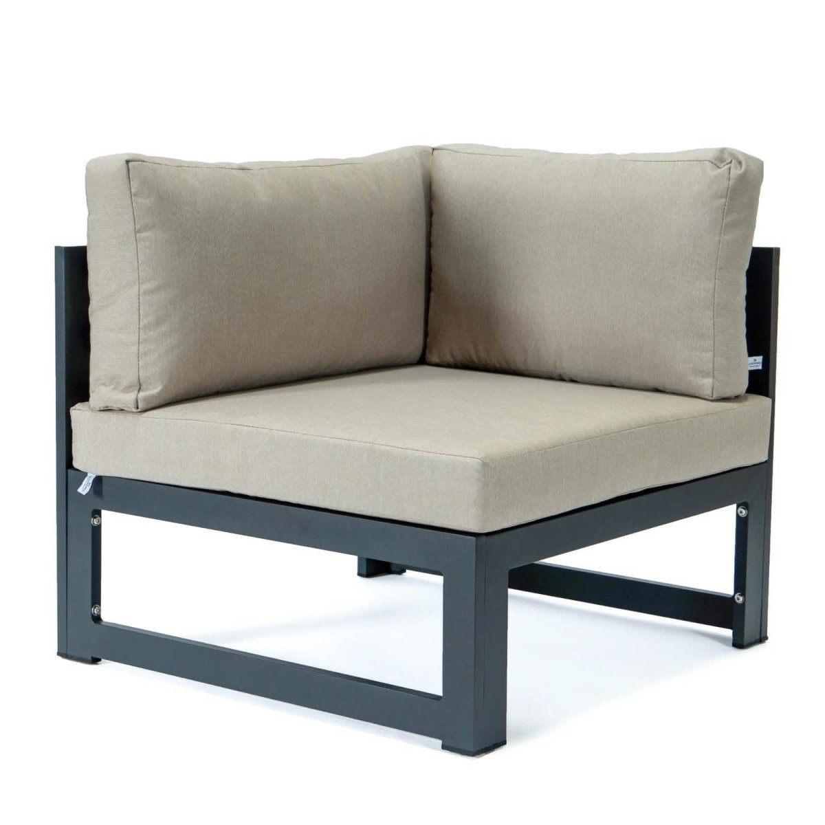 Chelsea 5 - Piece Sectional Loveseat and Fireplace Set Black Aluminum with Cushions