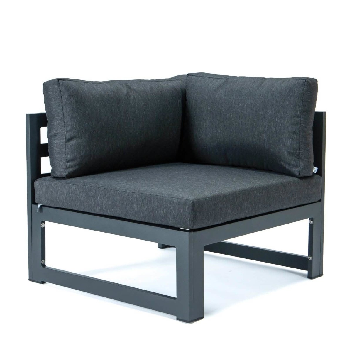 Chelsea 5 - Piece Sectional Loveseat and Fireplace Set Black Aluminum with Cushions