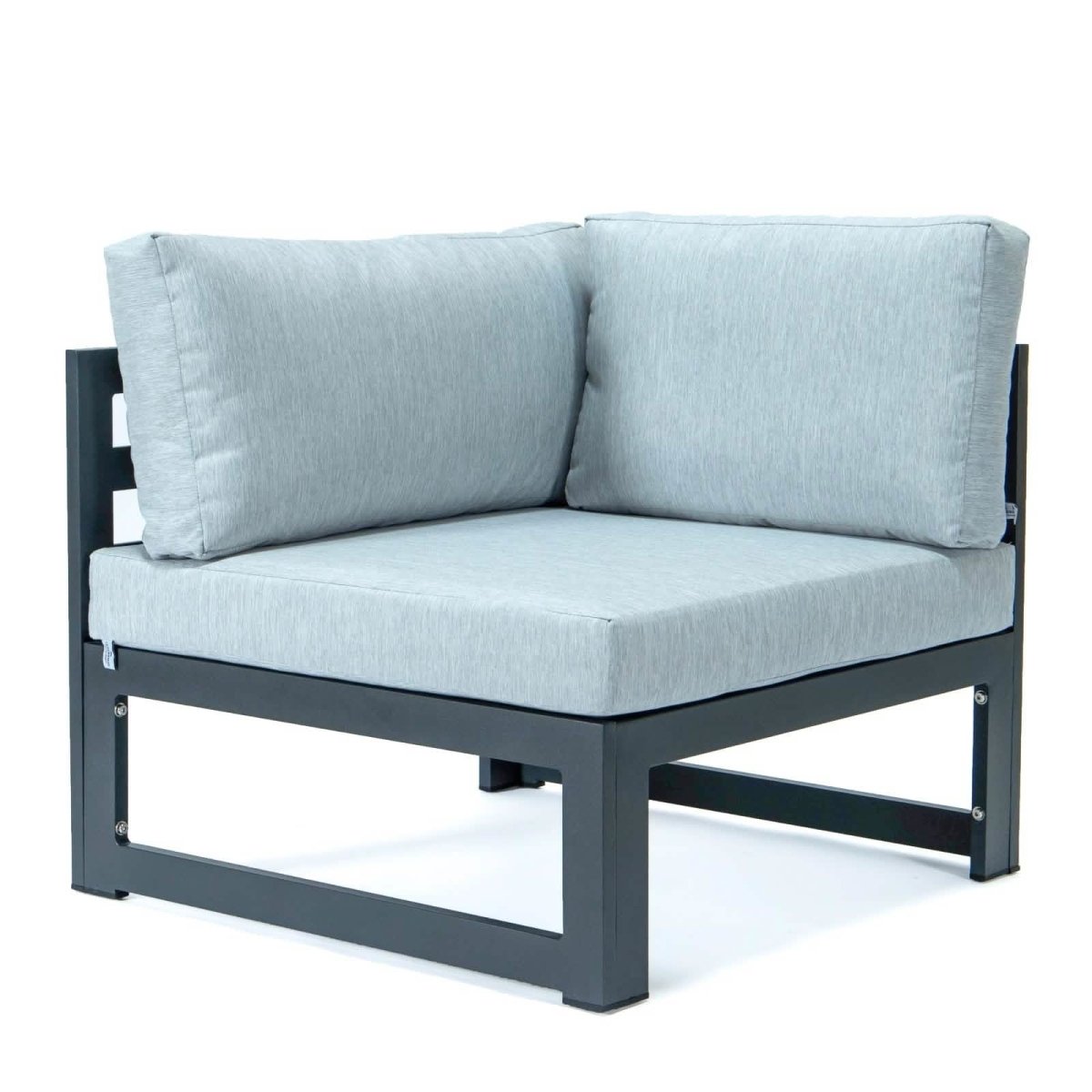 Chelsea 5 - Piece Sectional Loveseat and Fireplace Set Black Aluminum with Cushions