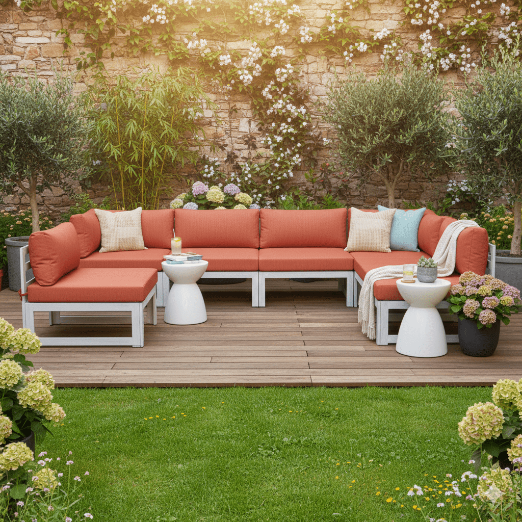 Chelsea 6 - Piece Patio Sectional In Weathered Grey Aluminum With Cushions