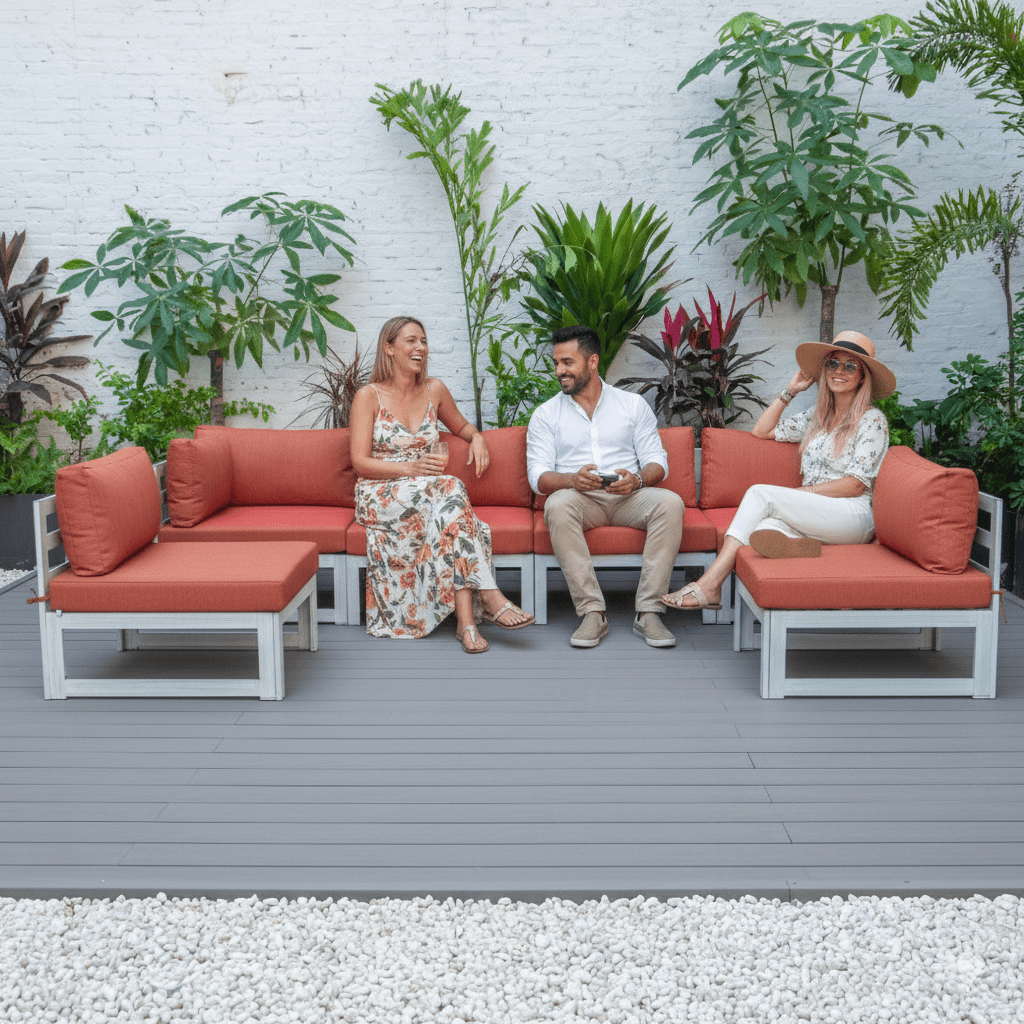 Chelsea 6 - Piece Patio Sectional In Weathered Grey Aluminum With Cushions