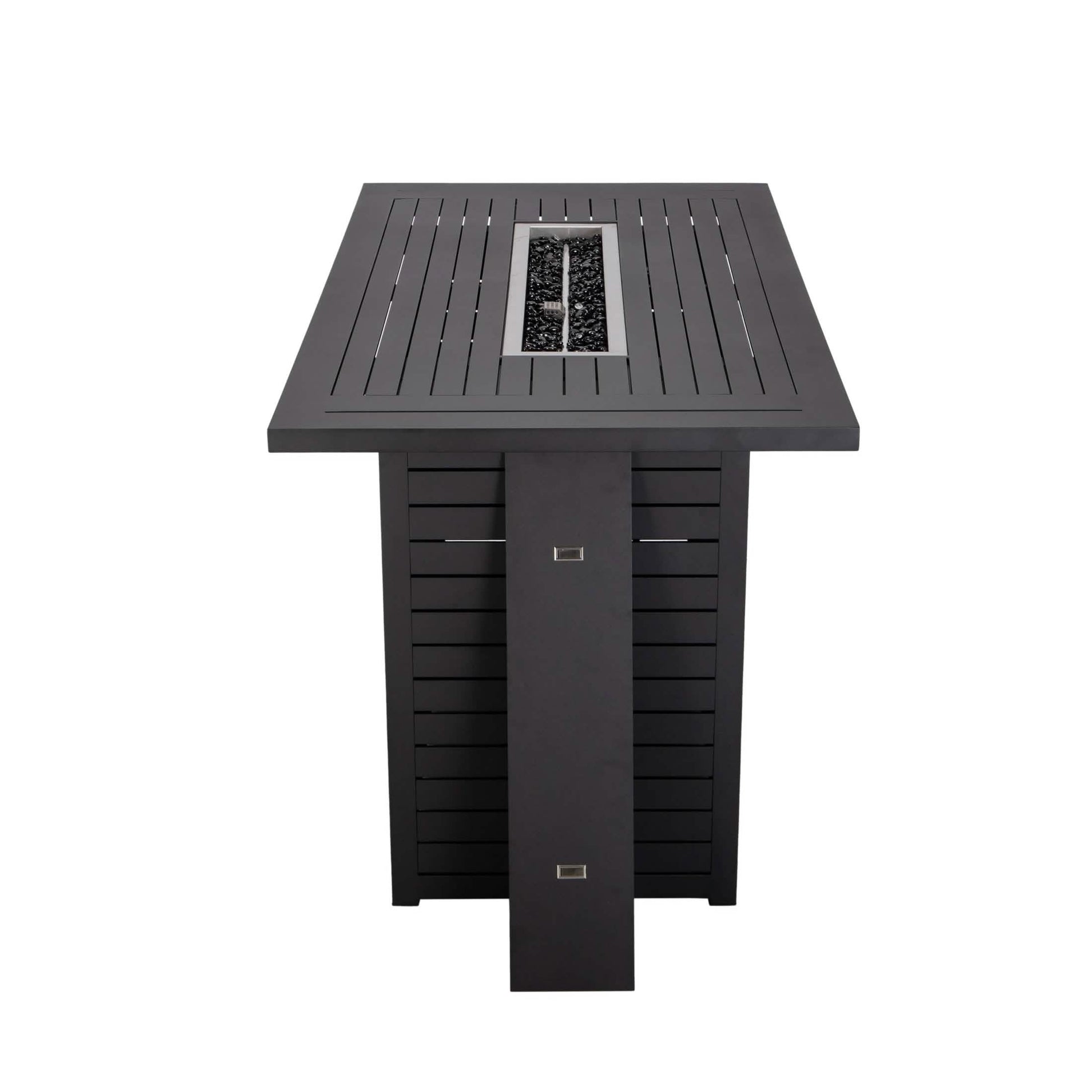 Chelsea 7 - Piece Patio Bar Set: Aluminum Fire Pit Table with Tank Holder & 6 Barstools with Cushions