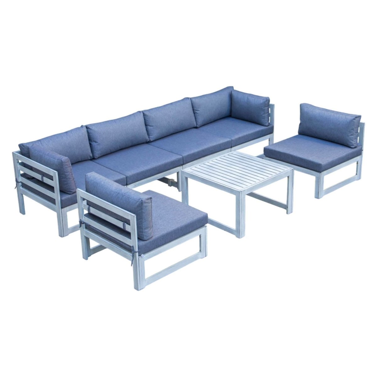 Chelsea 7 - Piece Patio Sectional And Coffee Table Set In Aluminum With Cushions