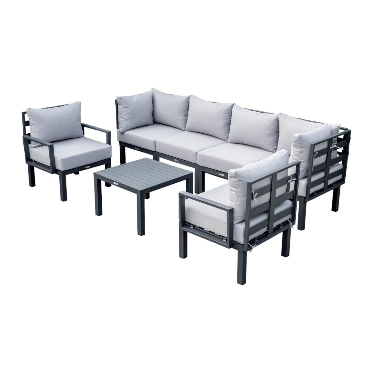 Chelsea 7 - Piece Patio Sectional And Coffee Table Set In Aluminum With Cushions