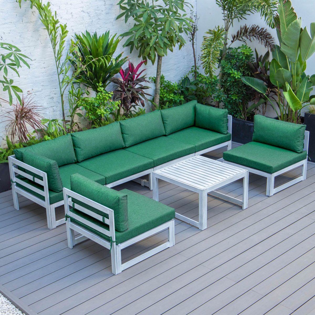 Chelsea 7 - Piece Patio Sectional And Coffee Table Set In Aluminum With Cushions