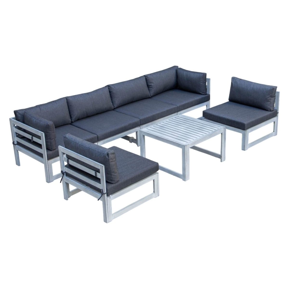 Chelsea 7 - Piece Patio Sectional And Coffee Table Set In Aluminum With Cushions