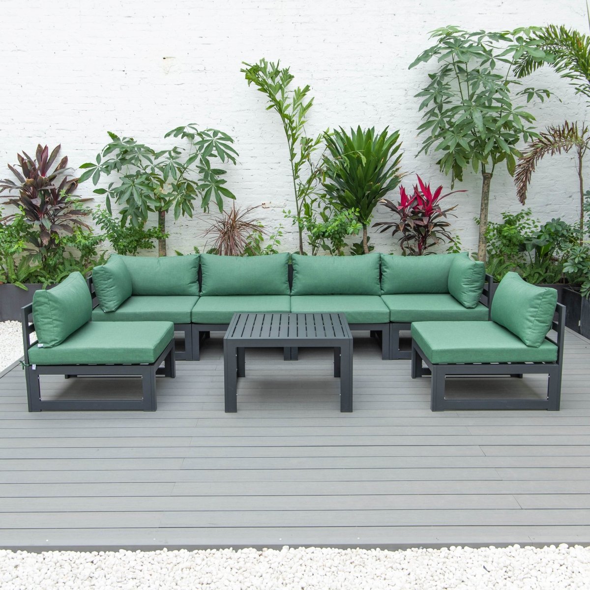 Chelsea 7 - Piece Patio Sectional And Coffee Table Set In Aluminum With Cushions