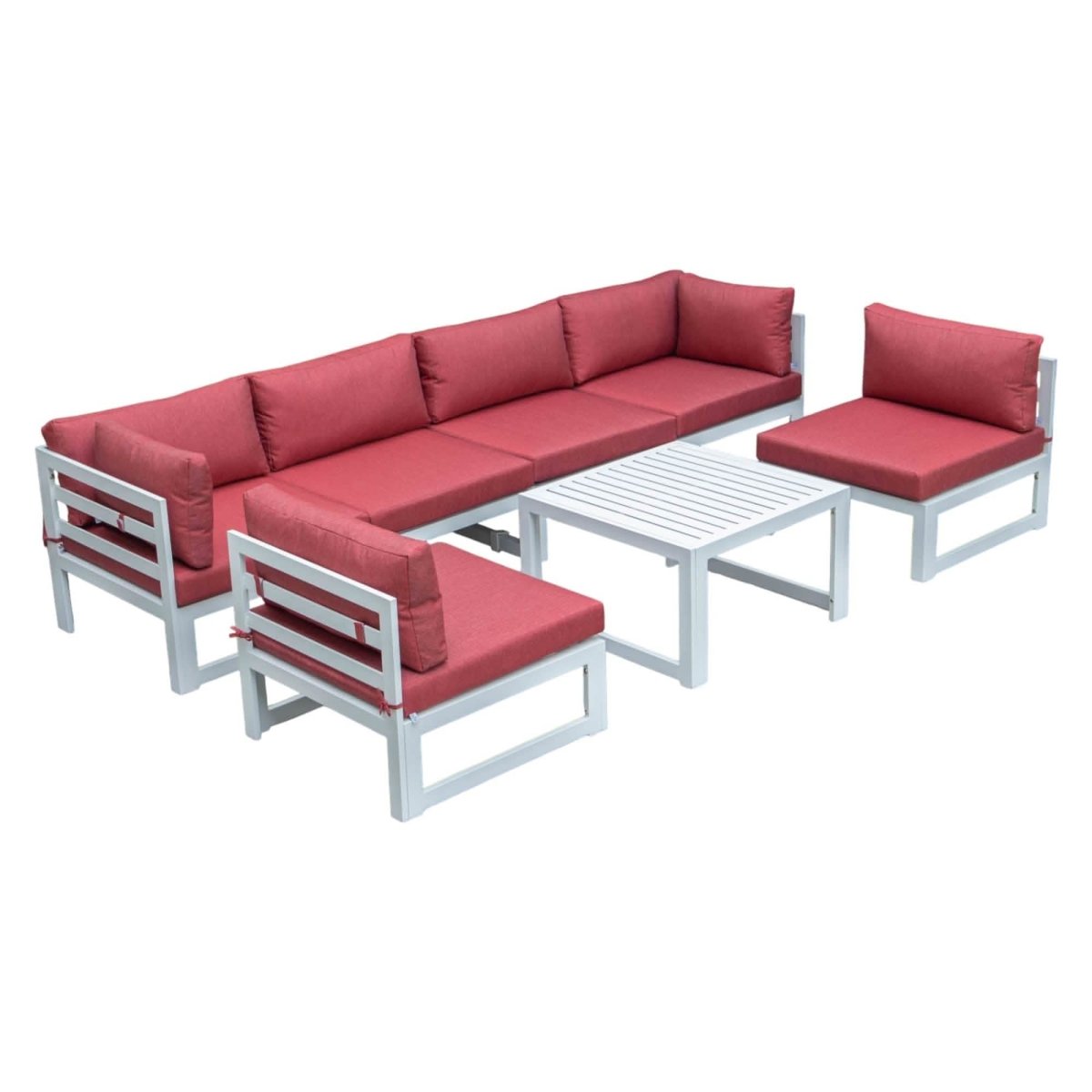 Chelsea 7 - Piece Patio Sectional And Coffee Table Set In Aluminum With Cushions