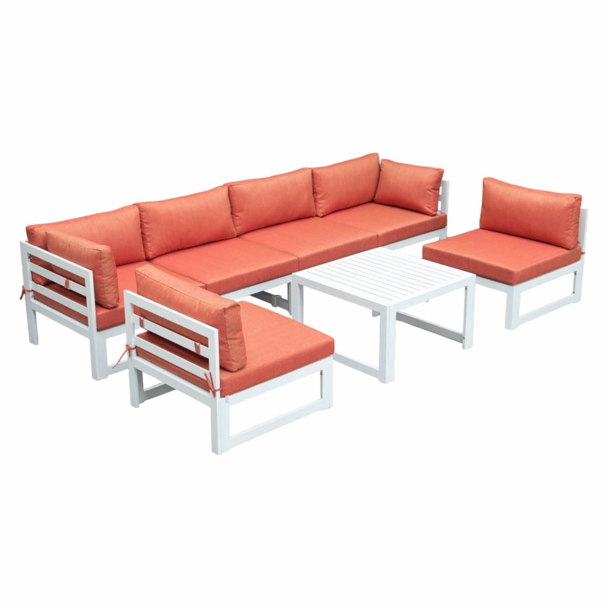 Chelsea 7 - Piece Patio Sectional And Coffee Table Set In Aluminum With Cushions