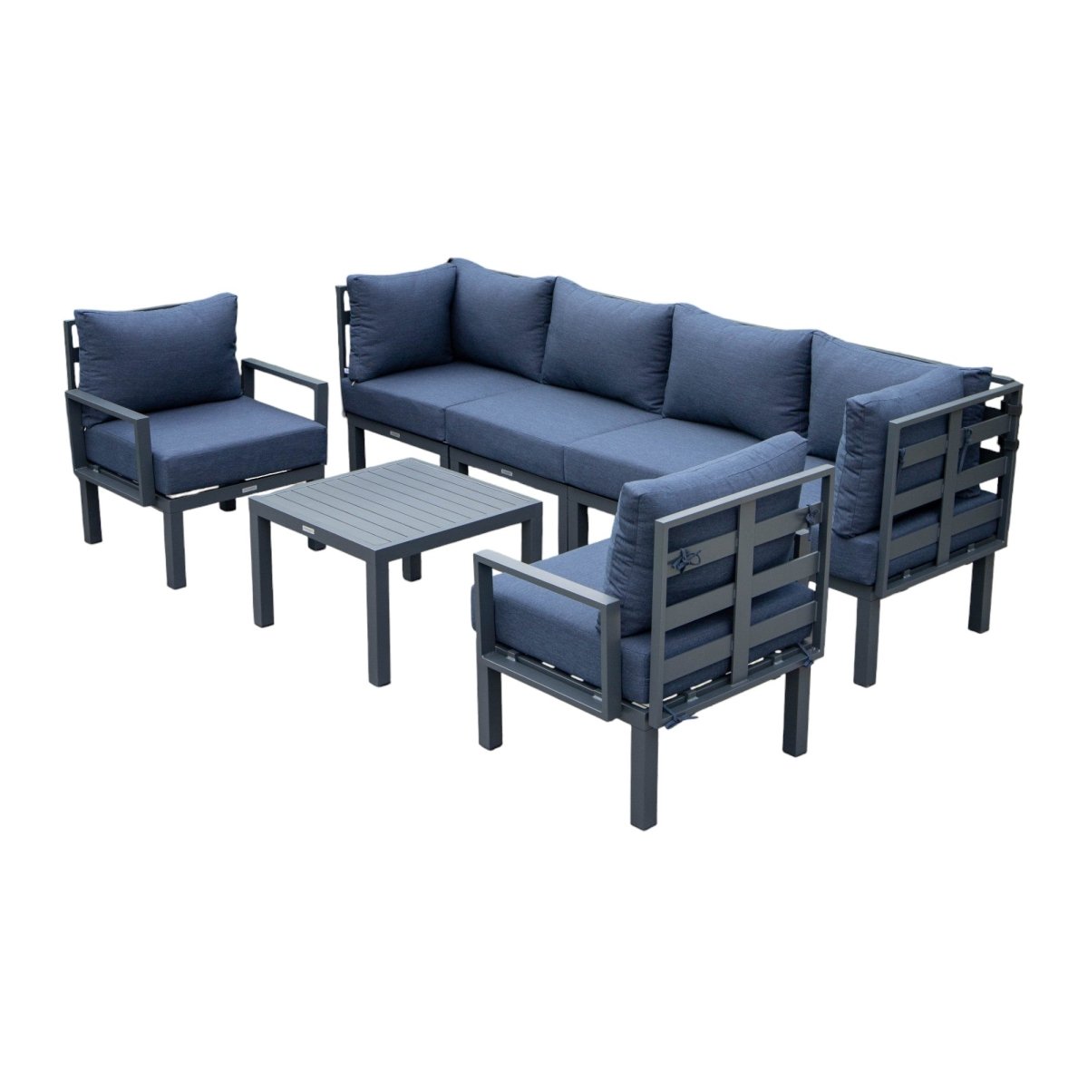 Chelsea 7 - Piece Patio Sectional And Coffee Table Set In Aluminum With Cushions