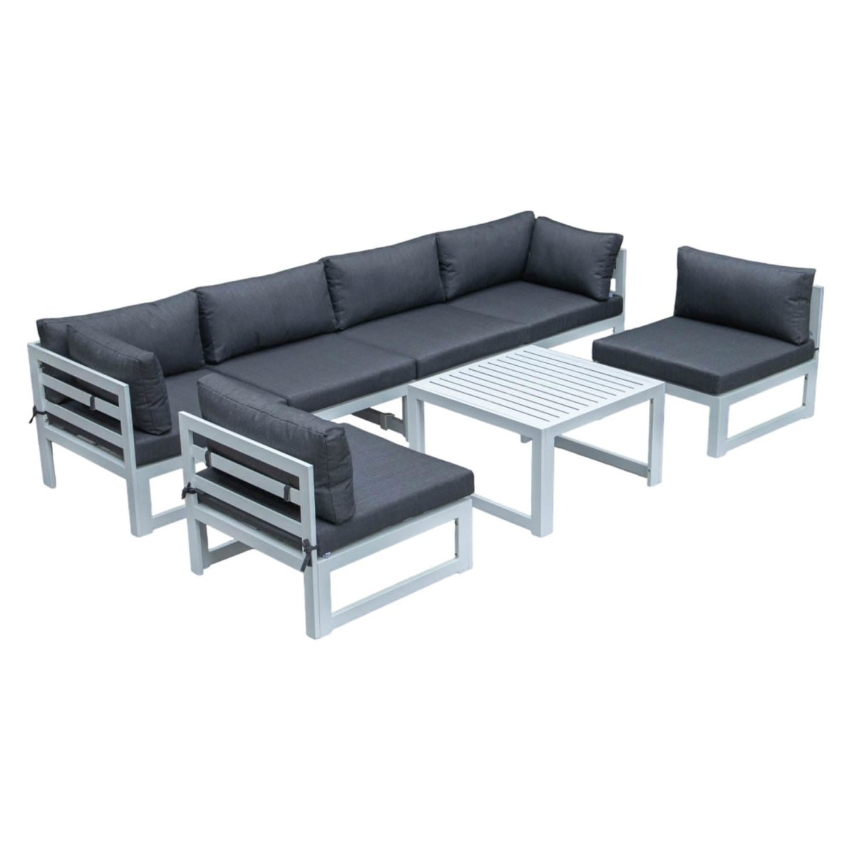 Chelsea 7 - Piece Patio Sectional And Coffee Table Set In Aluminum With Cushions