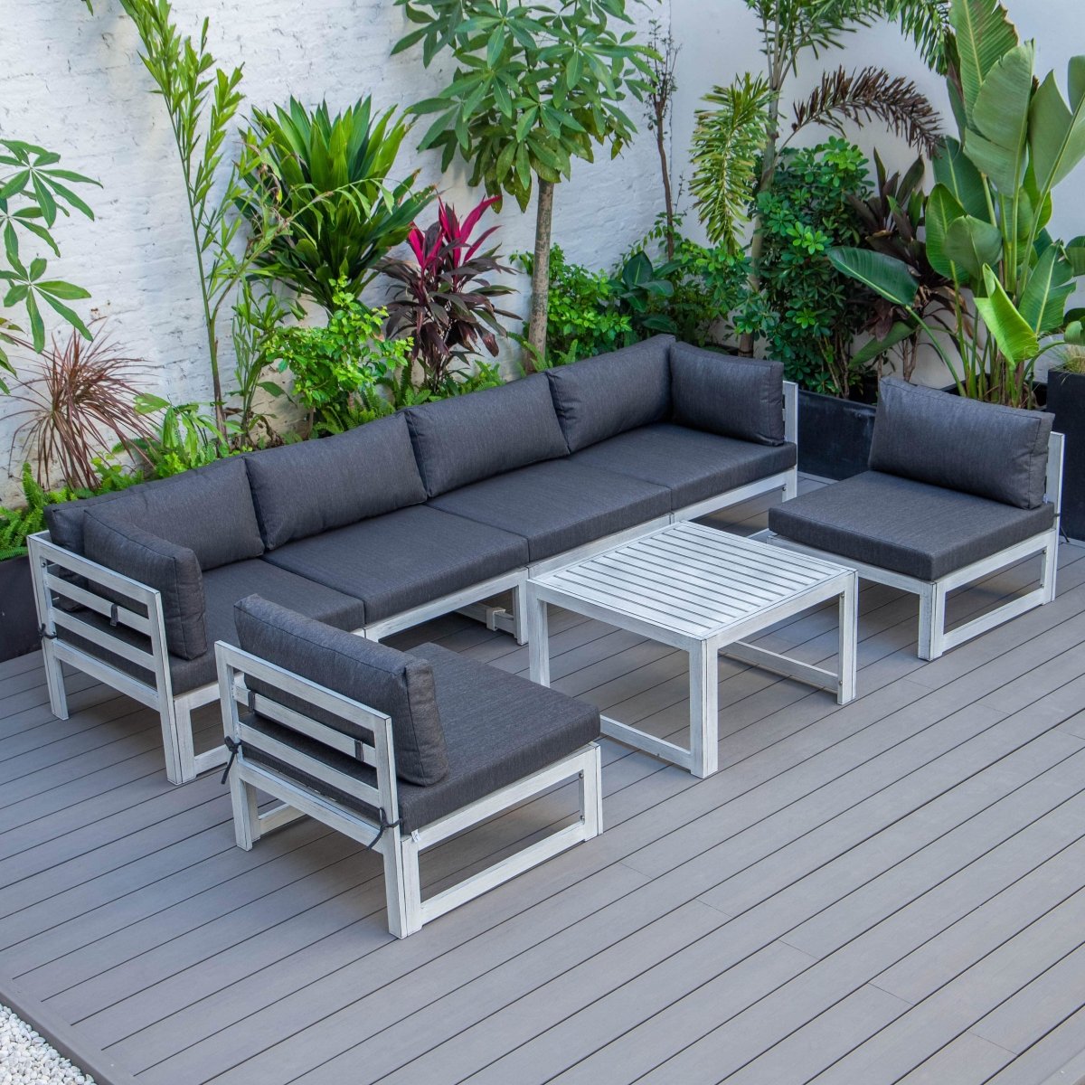 Chelsea 7 - Piece Patio Sectional And Coffee Table Set In Aluminum With Cushions
