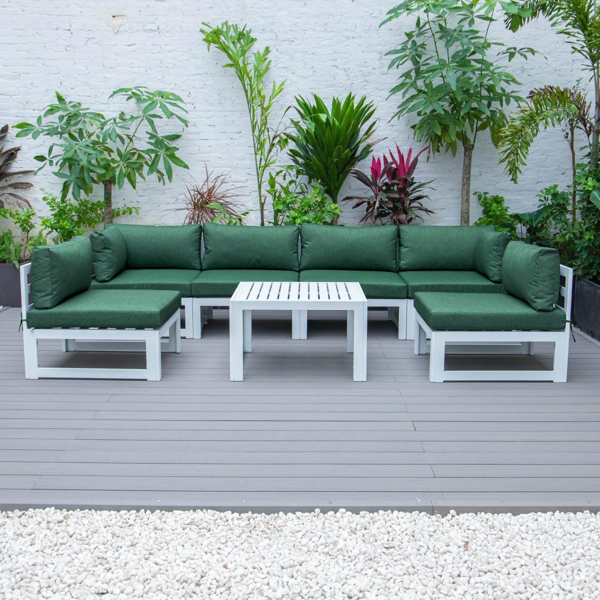 Chelsea 7 - Piece Patio Sectional And Coffee Table Set In Aluminum With Cushions