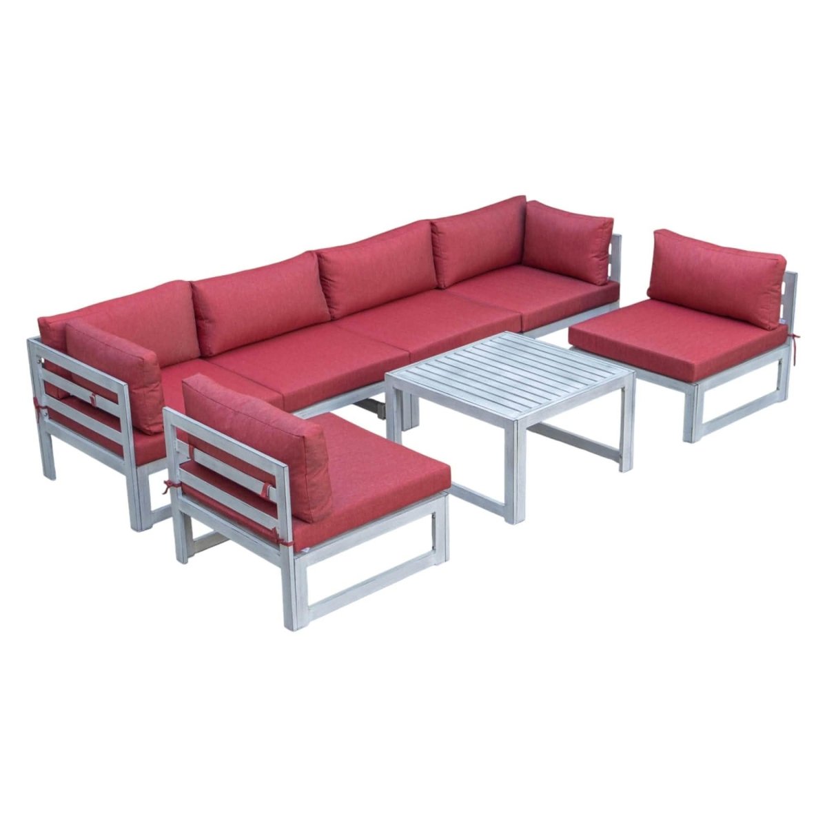 Chelsea 7 - Piece Patio Sectional And Coffee Table Set In Aluminum With Cushions