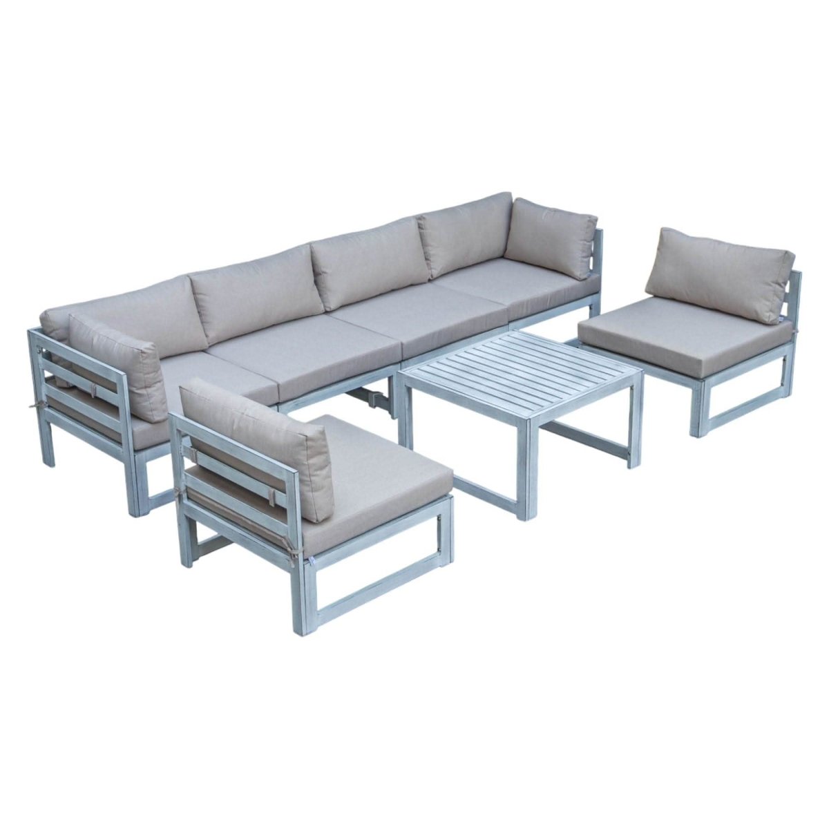 Chelsea 7 - Piece Patio Sectional And Coffee Table Set In Aluminum With Cushions