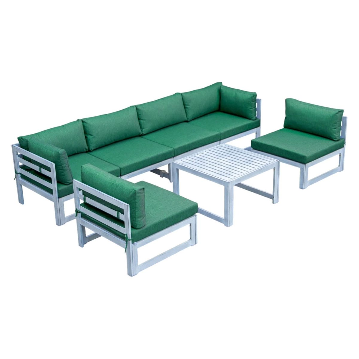Chelsea 7 - Piece Patio Sectional And Coffee Table Set In Aluminum With Cushions