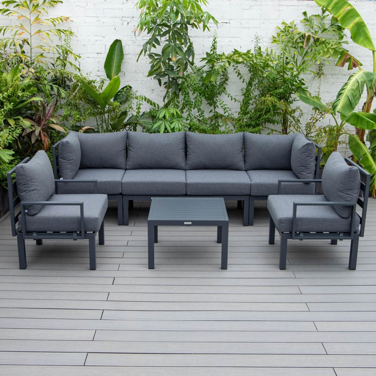 Chelsea 7 - Piece Patio Sectional And Coffee Table Set In Aluminum With Cushions