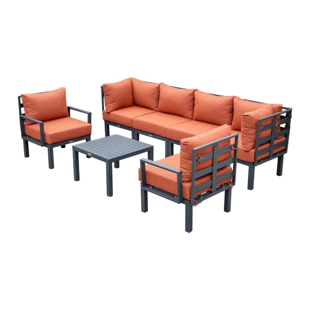 Chelsea 7 - Piece Patio Sectional And Coffee Table Set In Aluminum With Cushions
