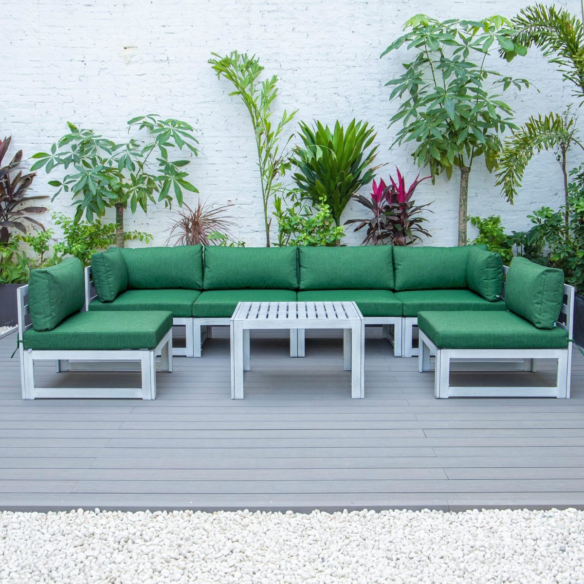 Chelsea 7 - Piece Patio Sectional And Coffee Table Set In Aluminum With Cushions