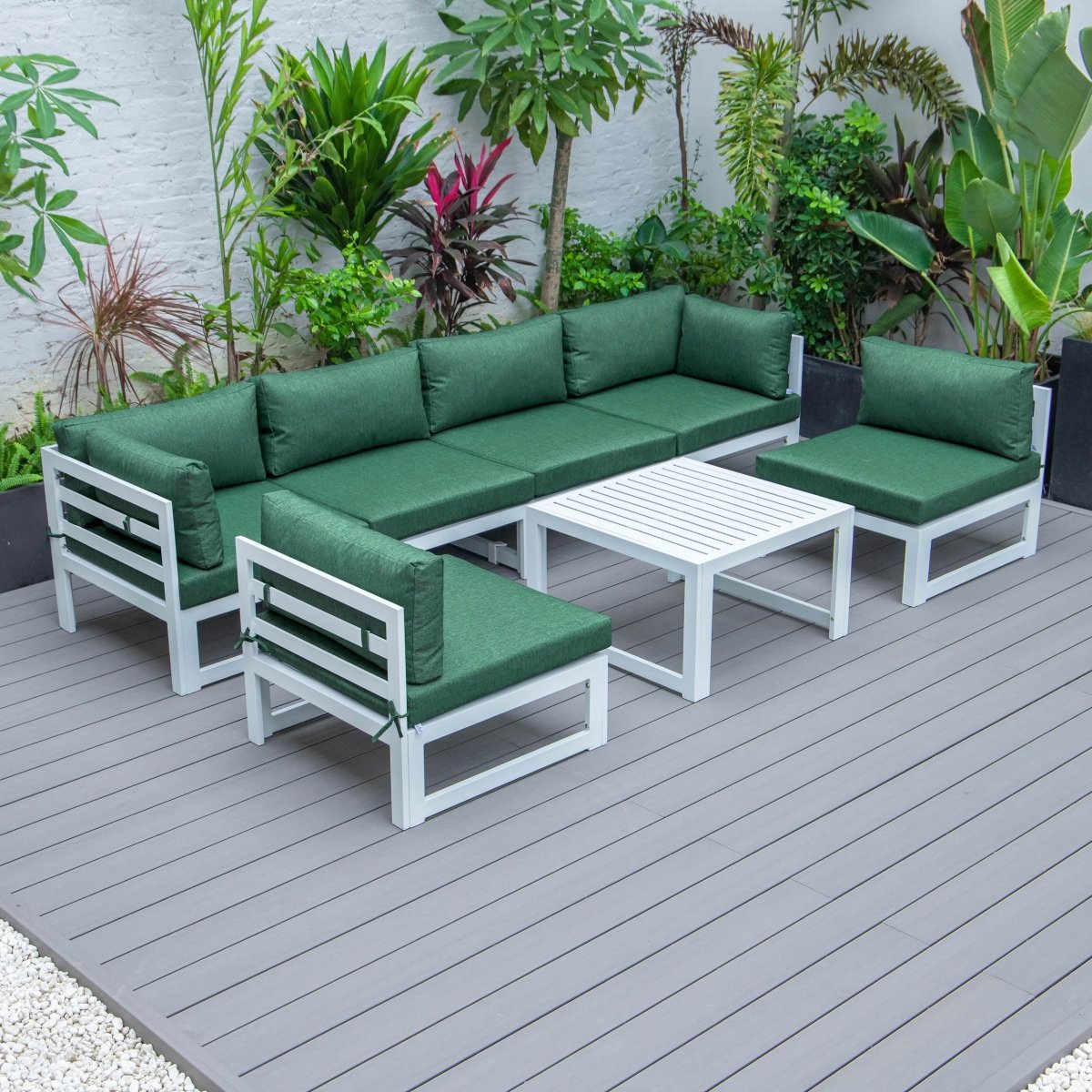 Chelsea 7 - Piece Patio Sectional And Coffee Table Set In Aluminum With Cushions